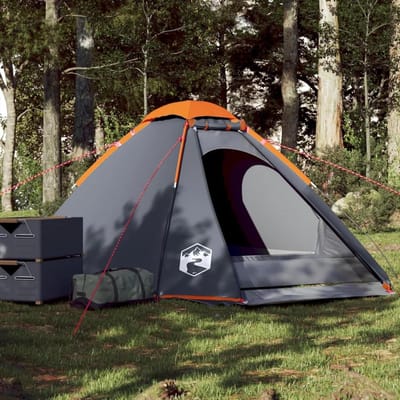 Koepeltent 4 personen - Campingtent familietent - Buitenavontuur - Rondom waterdicht - Niet gespecificeerd - Grijs oranje