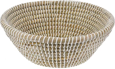 Excellent Houseware Fruitschaal Rattan - gevlochten riet - D32 x H12 cm - naturel - rond - opberg mandjes