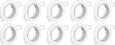 Spot Armatuur 10 Pack - GU10 Inbouwspot - Rond - Wit - Aluminium - Kantelbaar Ø82mm