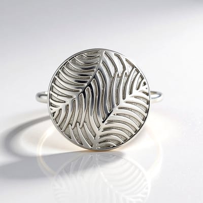 Cavill - Zilveren Ring - 925 Sterling Zilver Geplatineerd - Bladmotief - Moderne, Elegante Ring Dames - Comfortabele Pasvorm - Monosono Collectie