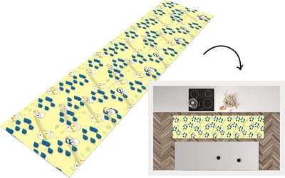 Keukenloper - Loper keuken - Instrumenten - India - Patroon - Bladeren - 200x50 cm - Keukenloper vinyl