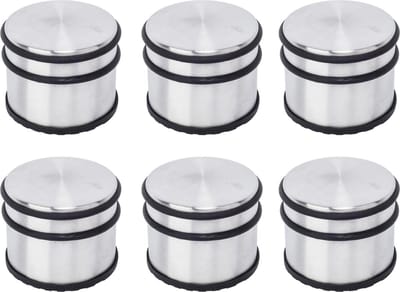 BRASQ Set van 6 Deurstoppers - Deurstopper RVS met anti slip - 1,1 Kg Voor binnen en buiten - Deurbuffer ⌀9 x 7,5 cm