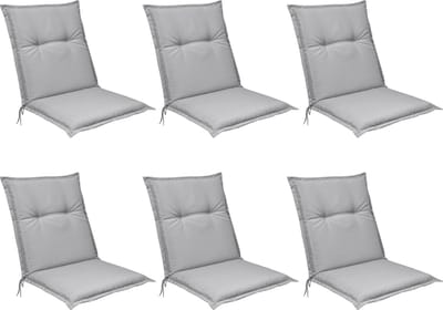 Beautissu Base NL Set 6x Tuinkussens Lage Rug 100 x 50 x 6 cm Kussens Grijs - Zitkussen Tuinstoel