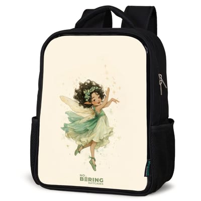 NoBoringSuitcases.com® - Rugzak zwart - Schooltas jongen & meisje - Dansende bosfee - Rugtas voor school - Boekentas kind - Schoolrugzak - Kinderrugzak