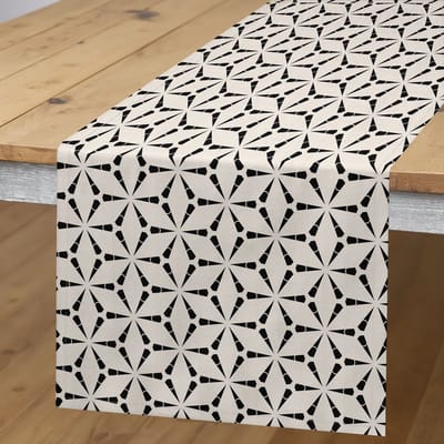ABAKUHAUS Tafelloper – Abstracte bladeren – 40×180 cm – Champagne/Antraciet