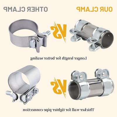 RVS Uitlaatklem voor Pijpverbinding - Dubbele Klem, Diameter 45 mm, Lengte 125 mm, Duurzaam en Betrouwbaar