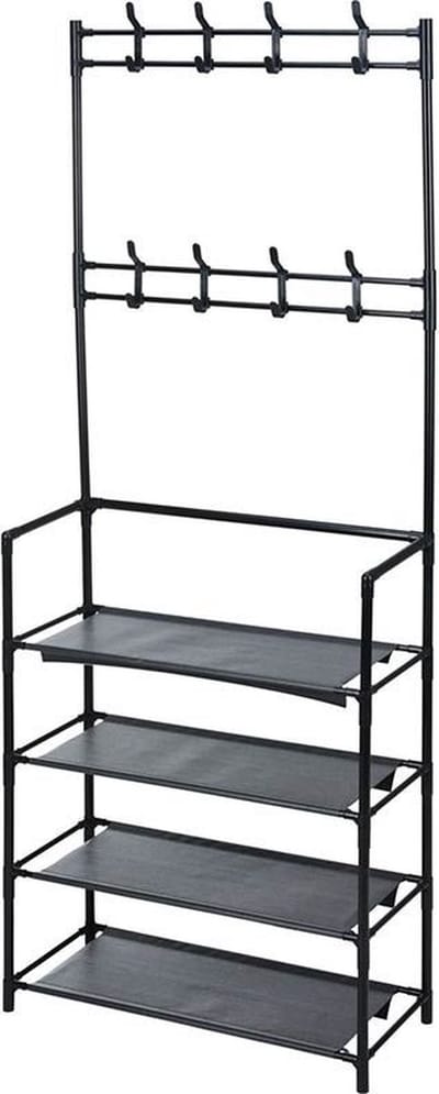 Storage - solutions - Kledingrek - met - 4 - schappen - 60x26x155 - cm