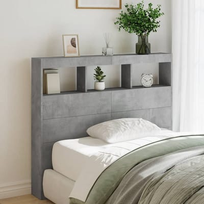vidaXL - Hoofdbordkast - met - LED-verlichting - 120x17x102 - cm - betongrijs