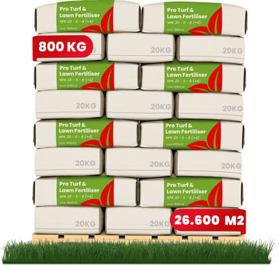 Pro Turf & Gazonmeststof (800kg, 26.600m2) - Speciaal voor Grote Gazons, Sportvelden & Golfbanen - Gefaseerde Afgifte - Gazonmeststof - Meststof Gazon - Voor een Diepgroen Sterk Gazon Zonder Mos en Onkruid - NPK+Mg+S (20+5+8 +4 +9) - Organifer