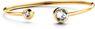 CO88 Collection Sparkle 8CB-90332 Stalen Flex Bangle - Kristal Stenen 4 en 8 mm - Grootte 58x49 mm - Goudkleurig