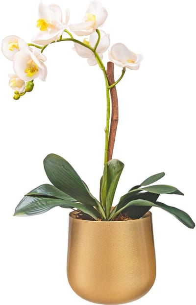QUVIO Gouden bloempot - Plantenpot - Planten pot - Bloem pot - Ronde bloempot - Plantenbak - Metaal - ø17x15 cm - Goud
