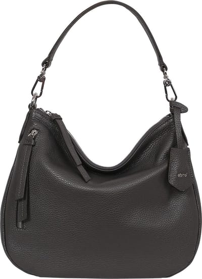 abro Leren Schoudertas Leather Adria Hobo Juna Dark Grey Donkergrijs