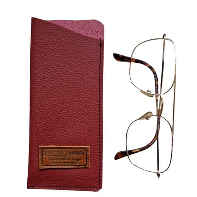 Handgemaakte Leren Brillenkoker Rood - maat S - 8bx17 - Brillenetui - Brillentas - Leder - Leesbril