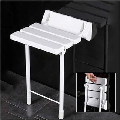 Opklapbare Douchestoel - Badkamerkruk Muurmontage - Veilig Douchen - Met Poten - 320mmx328mm - Wit