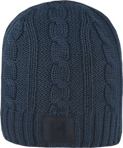 Dion - Gebreide muts met sierlijk patroon - Marine blauw