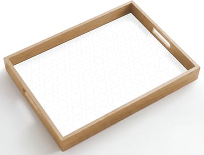 Dienblad hout 50x35 cm - Schootdienblad - Grafisch - Patroon - Modern - Fijnstijl - Borrelplank rechthoek - Plateau dienbladen