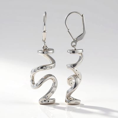Cavill - Elegante 925 Sterling Zilveren Oorbellen - 42 Pavé Cambodjaanse Zirkonen 0,399 ct - Geplatineerd - Rond Slijpsel - Dames