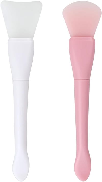 Set van 2 Siliconen Maskerkwasten met Vissenstaart voor Dubbele Gezichtsmaskers - Ideaal voor Kleimaskers, DIY Huidverzorging en Eenvoudig Schoonmaken in Roze en Wit