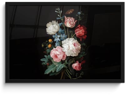 Poster in lijst - Fotolijst 60x40 cm - Posters - Boeket - Kleurrijk - Klassiek - Posterlijst zwart - Decoratie - Wanddecoratie woonkamer - Muurdecoratie slaapkamer