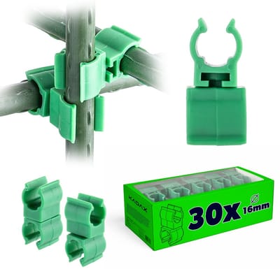 KADAX plantenstok-draaikoppeling Ø 16 mm, 30 stuks, kunststof koppeling voor tomatenstokken, stokkoppeling, stevige verbinding voor klimsteunen in de tuin en de kas