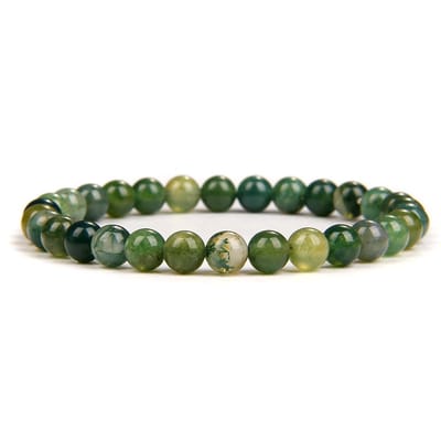 Bixorp Gems Mos Agaat Edelsteen Armband 6mm - Edelstenen Kralenarmband - Spiritueel Cadeau - 18cm