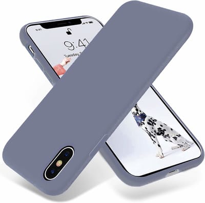 Silicone case geschikt voor Apple iPhone X / Xs - lavendel grijs + Glazen Screenprotector - Flexibele en Duurzame Case - Stijlvolle Silicone Hoes - Val- en Krasbestendige Bescherming - Zachte Siliconen Beschermcase