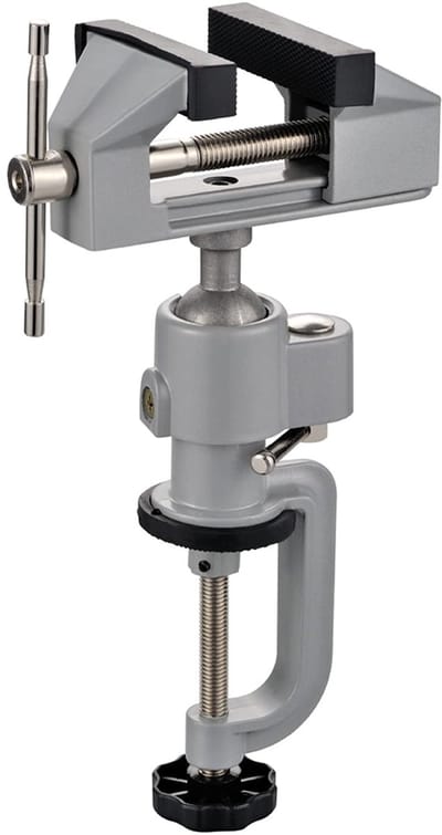 Bankschroef 55 mm - met tafelklem - 360° draaibaar - kleine bankschroef