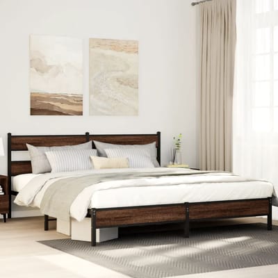 vidaXL - Bedframe - zonder - matras - metaal - bruin - eikenkleur - 180x200 - cm