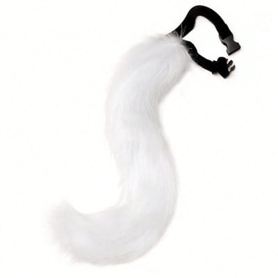 Halloween Cosplay Vossenstaart Kan Gebogen en Verstelbaar Zijn, Dierlijke Staart Accessoire, Feest Accessoire A white