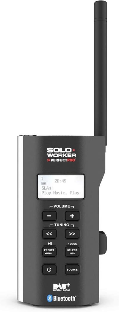 Robuuste Bouwplaats Radio met Bluetooth en DAB+ | Water- en Stofdicht | Draadloos + AUX | Oplaadbare Accu | Compact & Onderhoudsvriendelijk