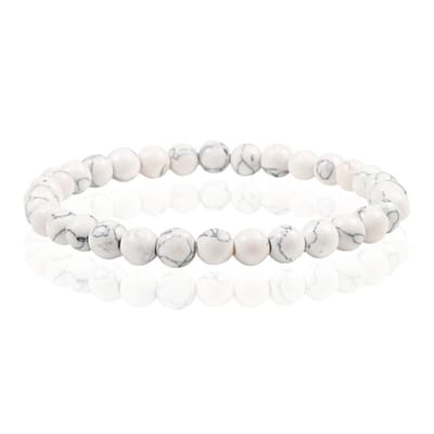 6mm Memphis Natuursteen Armband - White Howlite