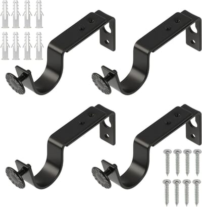 Gordijnroedehouders Set - Gordijnbeugels Wand - Gordijnen Ophangen - Uittrekbaar Ontwerp - 98-116 cm - Zwart