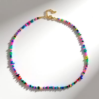 Cavill - Zilveren Halsketting - 925 Sterling Zilver Verguld - Ethiopische Opalen 25,975 ct - Verstelbare Lange Luxe Ketting - Kleurrijke Fancy Kralen