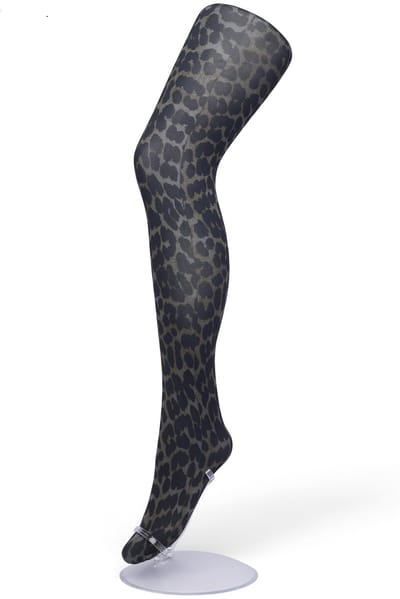 Bonnie Doon Dames Panterprint Panty 50 Denier Grijs maat S/M - Chique Panty - Leopard Dessin - Brede Boord - Comfort - Panter Print - Jaguar - Dieren Print - Jaguar Tights - Feestelijk - Alloy - BP211905.115
