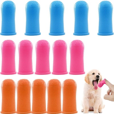 Famanu – 15-delige Tandenborstelset voor Honden en Katten – Siliconen Vingertandenborstels met 360 Graden Reiniging