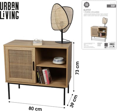 "ROMY" Dressoir met 1 deur en 2 planken 80x39xH73 cm