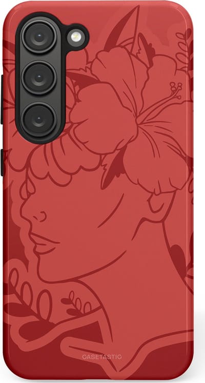 Casetastic hoesje geschikt voor Samsung Galaxy S23 - Dubbellaagse bescherming - Bloemenfluistering - Fashion Case - Koraal Terracotta