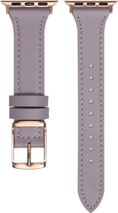 Leren bandje - geschikt voor Apple Watch 1/2/3/4/5/6/7/8/9/10/11/ SE (1,2,3) met maat 38 mm / 40 mm / 41 mm en 42 mm (Watch 10/11) - lila
