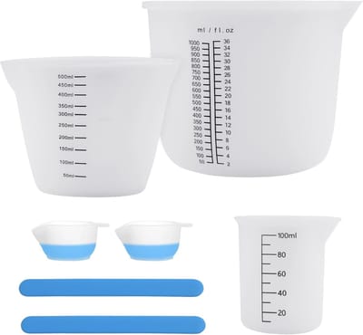 maatbekerset voor epoxyhars, 1000 ml/500 ml/100 ml, maatbeker van siliconen, doe-het-zelf, gemakkelijk te reinigen