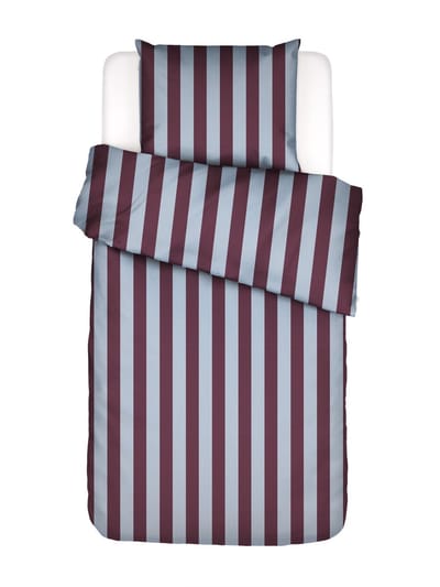 Essenza Minte Stripe Dekbedovertrek Mauve wine - Ice blue - Eenpersoons – 140x200/220 cm