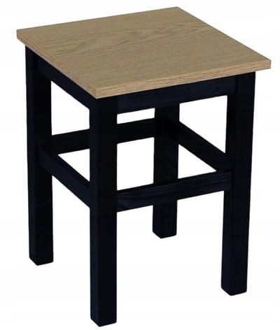 Zwarte Keukentabouret met Licht Eiken Zitting - 45cm Hoog