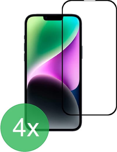 4x Full Screenprotector Geschikt voor iPhone 14 - screen protector - volledige glas - bescherming - beschermglas - ZT Accessoires