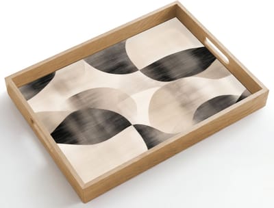 Dienblad hout 50x35 cm - Schootdienblad - Grillige vormen - Subtiele overgangen - Dynamisch - Borrelplank rechthoek - Plateau dienbladen