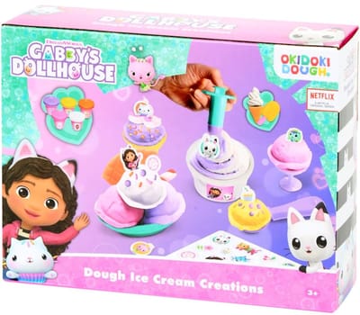Gabby’s Dollhouse Klei IJsjes Maker Set - Ijs Maken – Inclusief Klei, IJslepels, Spuitmonden & Versieraccessoires – Creatieve Speelset voor Kinderen – Maak IJscoupes van Klei – Smeltvrije IJsjes – Knutsel- en Speelgoedset vanaf 3 Jaar