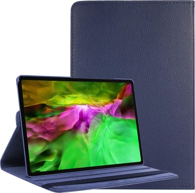 Hoesje Geschikt voor Samsung Galaxy Tab A8 - 360 Graden Draaibare Hard Cover Case - Tablet Hoes Draaibaar - Donkerblauw