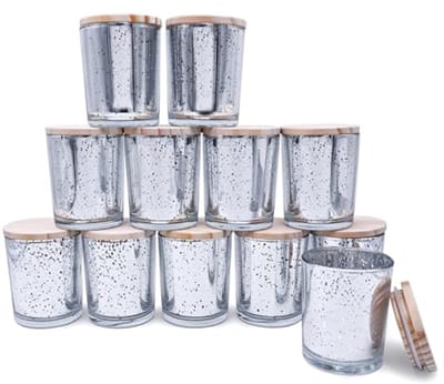 Dikke kaarsenpotten set van 12 - 7 oz lege potten met houten deksels voor het maken van kaarsen