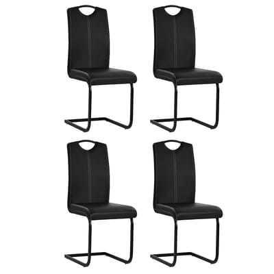 vidaXL - Eetkamerstoelen - 4 - st - kunstleer - zwart