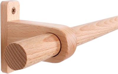 Houten Gordijnroede - Enkele Staaf - Raamdecoratie Ophangen - Massief Beukenhout - 160CM - Houtkleur