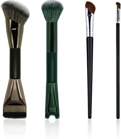 Dailygoods- Neuscontourkwasten Set van 4 - Synthetische Haren - Schuine Make-upkwasten - Vloeibare Contourkwasten - Zachte Applicatie - Nauwkeurige Make-up.