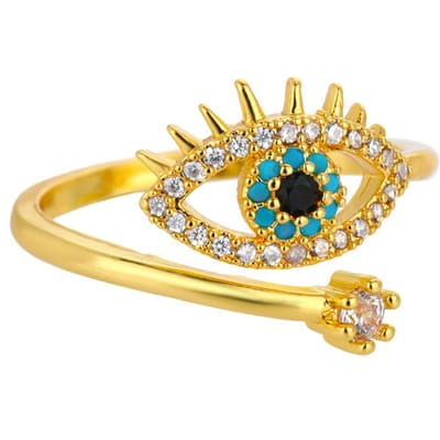 Bagues œil maléfique en zircone cubique turque pour femmes Bague ouverte réglable en acier inoxydable Bagues de couple Bijoux de mariage Cadeau Bague beige